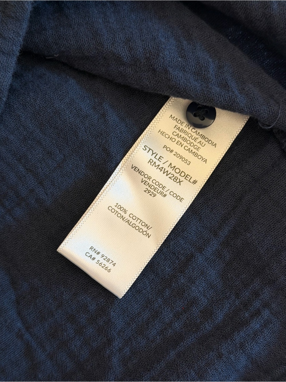 Splendid Navy Button-Front Textured Tank - Picture 4 of 5
